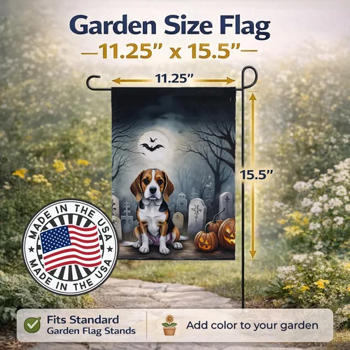 Miniatura 3 de Caroline's Treasures DAC2011GF - Bandera decorativa para jardín de Halloween con diseño de beagle para jardín, jardín, jardín, jardín, multicolor