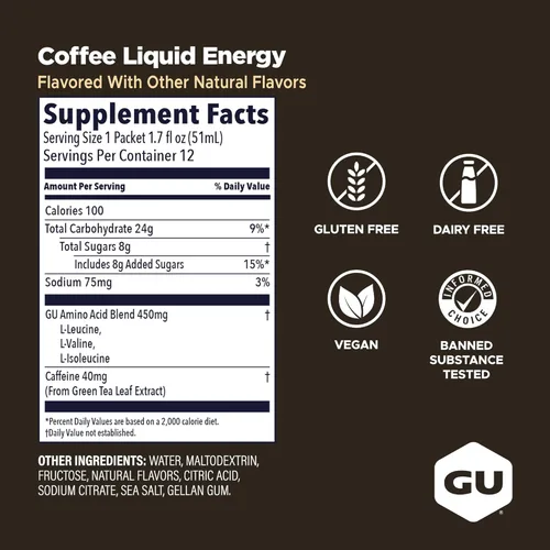 Miniatura 3 de GU Gel energético líquido energético con carbohidratos complejos, vegano, sin gluten y sin lácteos, energía para cualquier entrenamiento, 12