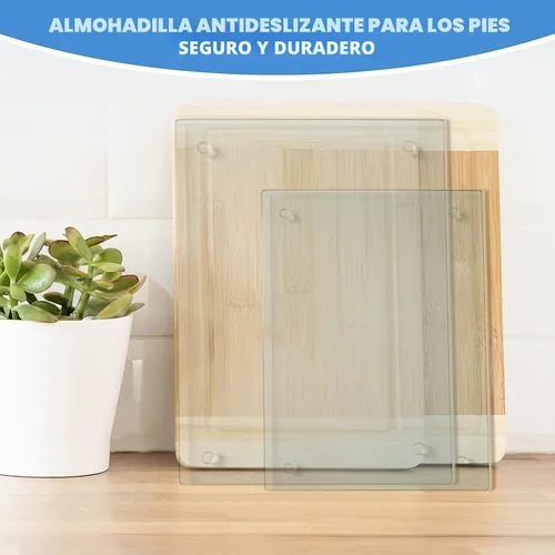 Miniatura 7 de Tabla de cortar de vidrio templado Mymonfif para cocina, tabla de vidrio transparente para encimera, resistente al calor, con pies antideslizantes