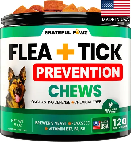 Prevención de pulgas y garrapatas masticables para perros, fabricado en Estados Unidos, suplemento natural para pulgas y garrapatas, píldoras orales