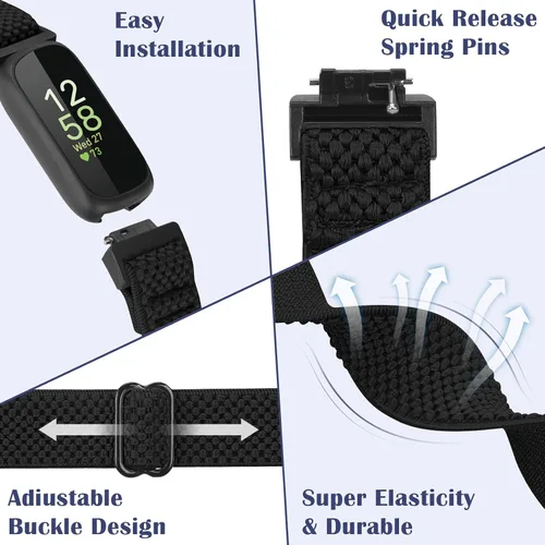 Miniatura 3 de Bcuckood Compatible con correas de reloj Fitbit Inspire 3/Inpsire 2/Inspire/Inpsire HR/Ace 2/Ace 3, correa elástica ajustable de repuesto
