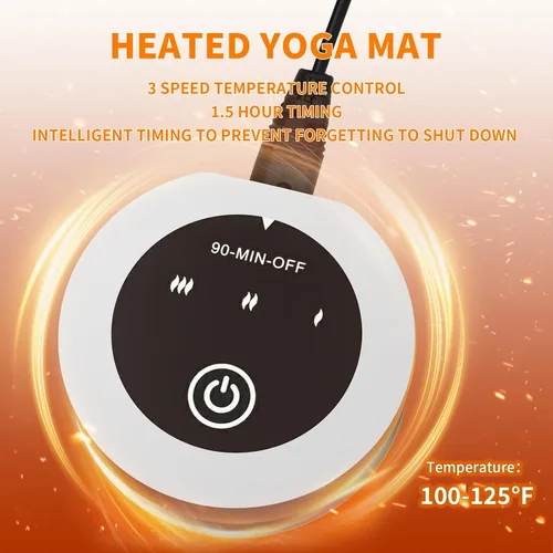 Miniatura 5 de Esterilla de yoga de calefacción con sistema de calentamiento rápido, tapete antideslizante extra grande de 72 x 27 pulgadas, material de doble capa