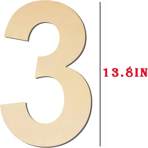 Miniatura 2 de Números de madera sin acabar - 3 grande de 15 pulgadas, en blanco y grande para manualidades de bricolaje, decoraciones de bodas y fiestas de Número