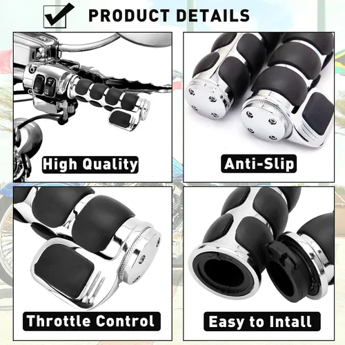 Miniatura 4 de DREAMIZER 25.4MM Motorcycle Handlebar Grips 1 inch Compatible with Honda Shadow Spirit 750 Valkyrie Fury VTX1300 VTX1800 VT400 VT750 VT1100 - Smooth