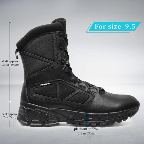 Miniatura 3 de RIELD Botas de trabajo tácticas militares para hombre, ligeras, con cremallera lateral, botas de combate del ejército, para senderismo