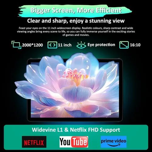 Miniatura 5 de POWMUS Tablet Android, tableta Android 15 de 11 pulgadas, tabletas con pantalla FHD 2K, 36 GB de RAM (12+24) y 256 GB de ROM, expansión de 1 TB