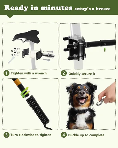 Miniatura 8 de Correa de bicicleta para perros – Accesorio de bicicleta manos libres para perros, absorción de golpes segura, longitud ajustable, fácil de instalar