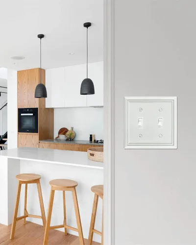Miniatura 3 de Paquete de 2 placas de pared de palanca doble, cubierta decorativa para interruptor de luz, cubierta de placa de interruptor de metal, acabado