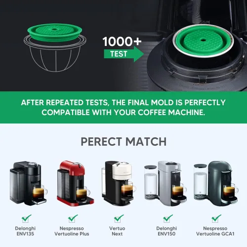 Miniatura 4 de Paquete de 2 tapas reutilizables para cápsulas de café con 6 cápsulas, 80/150/7.8 fl oz, cápsulas de café recargables de silicona de grado