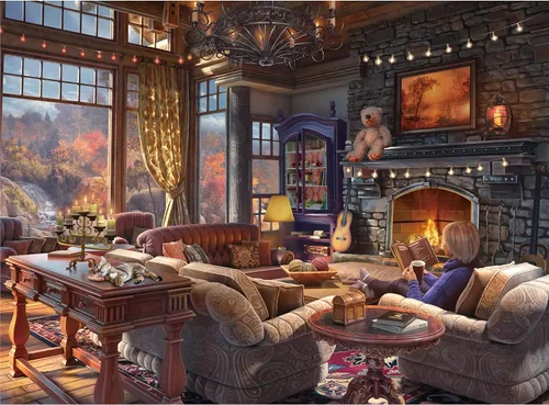 Miniatura 10 de Lavievert Rompecabezas de 500 piezas para adultos, Navidad en la puerta, sonriente Golden Retriever