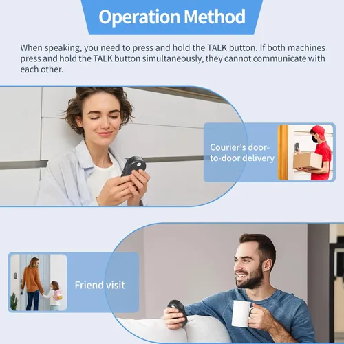 Miniatura 7 de Timbre inalámbrico con intercomunicador de voz de altavoz, intercomunicador de conversación bidireccional con 3 canales, volumen de 3 niveles