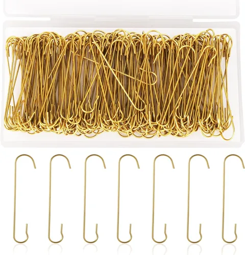SAVITA 200 ganchos para adornos de Navidad, 2.4 x 0.5 pulgadas, ganchos para adornos de árbol de Navidad en forma de C con caja de almacenamiento,