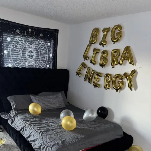 Miniatura 3 de Big Libra - Cartel de globos energéticos, color dorado, 16 pulgadas, 1 unidad, autosellado, acabado metálico, perfecto para fiesta de cumpleaños