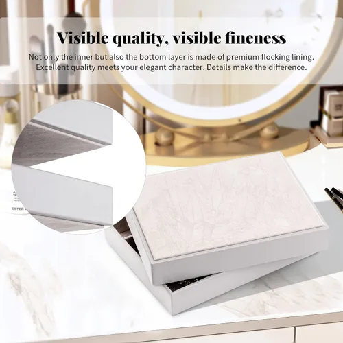 Miniatura 2 de Vlando - Bandeja organizadora de joyas apilable, de gran capacidad, organizador de cajones, bandeja de exhibición, caja para anillos, aretes