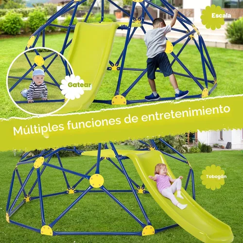 Miniatura 8 de Costzon Cúpula de Escalada con Columpio, Gimnasio de Selva de 10 Pies para Niños con Barras de Mono, Juguetes de Escalada para Exteriores, Soporta