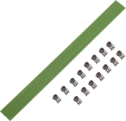 Miniatura 8 de Juego de 10 estacas de metal para plantas de jardín con 15 clips de fijación de vid, estacas de flores de un solo tallo de 15.75 pulgadas de alto