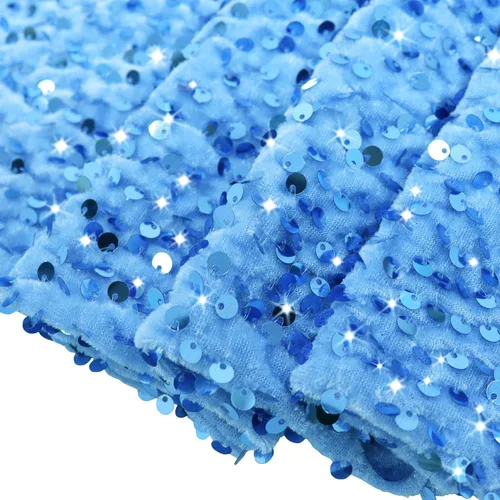 Miniatura 2 de FOTSHARER The Yard - Tela de lentejuelas color azul bebé con purpurina para coser artesanías, tela de malla de 1 yarda con lentejuelas, tela