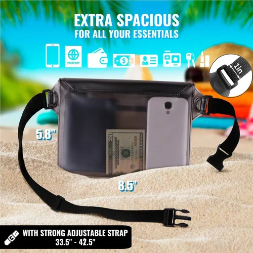 Miniatura 3 de AiRunTech Bolsa impermeable con correa para la cintura (paquete de 2) Accesorios de playa, la mejor manera de mantener tu teléfono y objetos