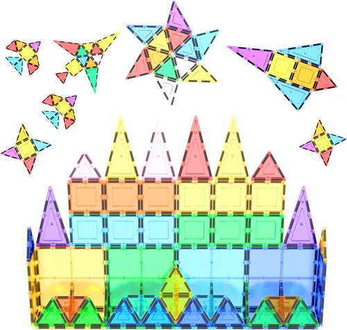 Miniatura 4 de PicassoTiles Paquete de 70 piezas de pista de carreras de canicas + 60 azulejos magnéticos, divertido y creativo, juguete sensorial educativo