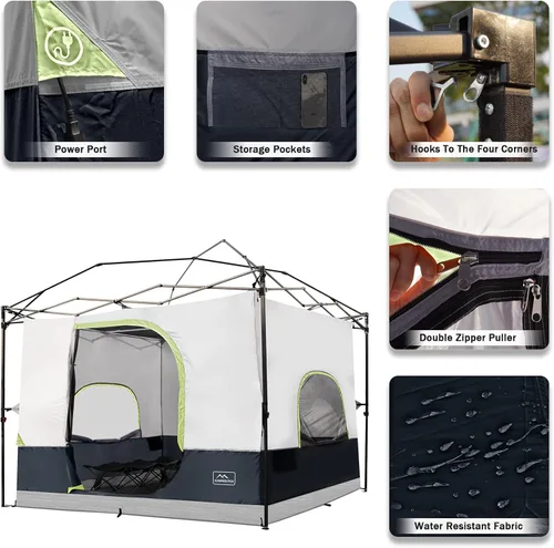 Miniatura 4 de KAMPKEEPER Tienda interior de campamento para toldo desplegable, convierte el toldo de pierna recta de 10 x 10 pies en tienda de campaña – techo