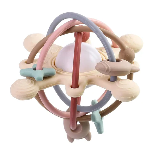Miniatura 8 de Juguete mordedor para bebés de más de 3 meses, juguetes de dentición de silicona para bebés, juguete de sonajero sensorial para encías doloridas