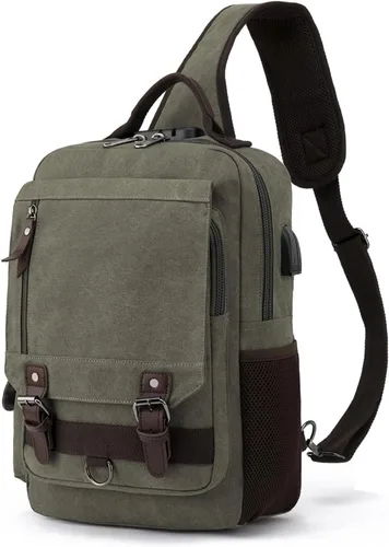 Miniatura 11 de Bolsa tipo mensajero de lona tipo bandolera para computadora portátil, casual, viajes, para hombres y mujeres