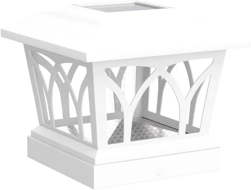 Miniatura 4 de VOLISUN Paquete de 4 luces solares para postes para exteriores, con bombillas LED Edison, 2 ajustes de brillo, luces para poste de valla alimentadas
