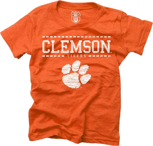 Wes and Willy NCAA - Camiseta mezclada S/S para niñas naranja (Clemson Tigers Orange)