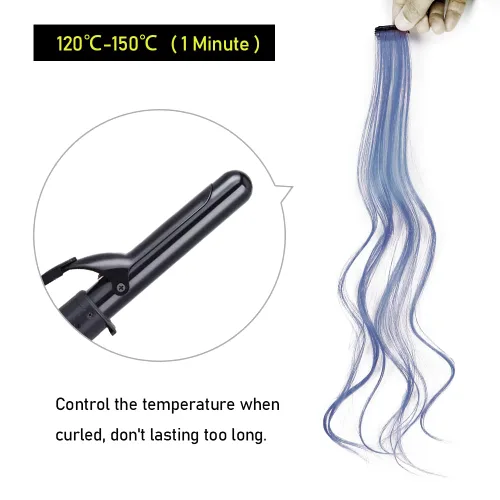 Miniatura 4 de 16 piezas de extensiones de cabello con clip de color púrpura, varios colores, para fiestas, clip en postizo sintético, para Halloween, cosplay