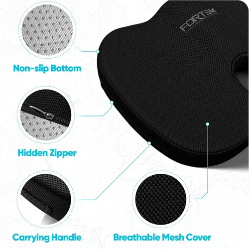 Miniatura 4 de FORTEM Cojín de asiento, Cojín para silla de oficina, Almohada de apoyo lumbar para silla de oficina, Espuma viscoelástica para alivio del dolor