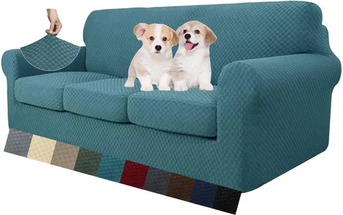 Miniatura 66 de MAXIJIN funda para sofá de 4 piezas, para sofás de 3 plazas, muy elástica, no se desliza, para perros, para mascotas, protector elástico de muebles
