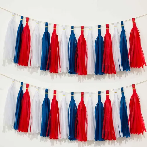 Miniatura 12 de We Moment Borlas de Papel de Seda Azul Marino Azul Claro Guirnalda de Borlas para Fiestas para Decoraciones de Fiestas, Kits de Bricolaje, 15 Piezas