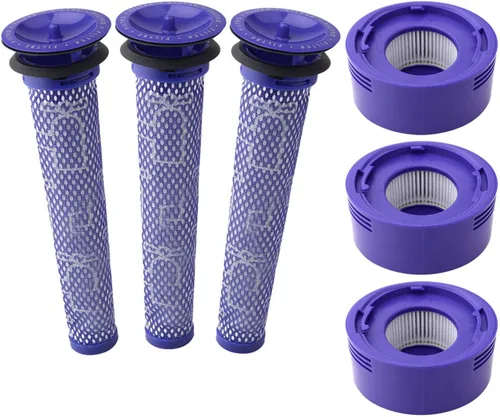 Hechuang Kit de filtros para Dyson V7, V8 Animal y Absolute Vacuum, Piezas de Repuesto (DY-96566101) y Post- Filtro (DY-96747801)… 3+3