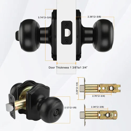 Miniatura 8 de Haidms Pomos negros para puerta interior, pomos de puerta interiores de privacidad, pomos de puerta interiores negros mate para dormitorio o baño