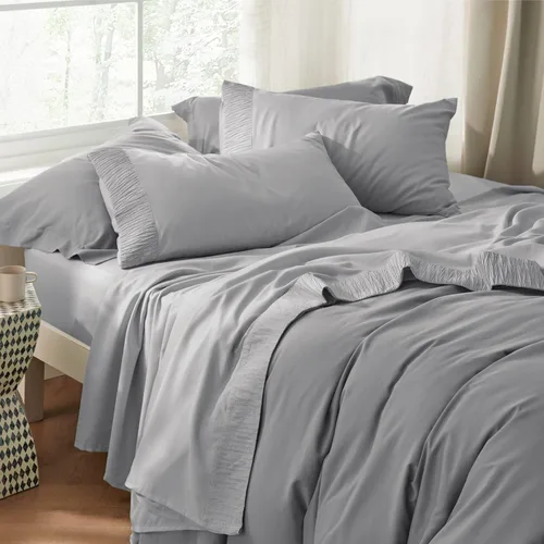 Miniatura 9 de Bedsure Juego de sábanas refrescantes de tamaño King de tamaño California King, color gris
