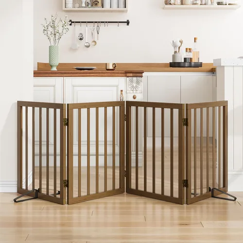 Miniatura 8 de Puerta plegable negra para mascotas de 18-55 pulgadas para escaleras y puertas, valla de puerta para cachorros