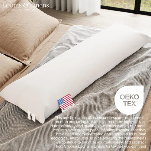Miniatura 8 de Looms & Linens Almohada corporal de 48 pulgadas, almohadas de cuerpo largo para adultos y ancianos para dormir de lado, hechas en Estados Unidos, 1