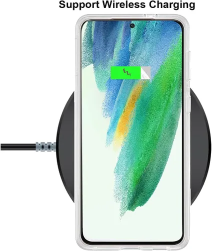 Miniatura 9 de Unov Funda compatible con Galaxy S21 FE funda transparente con diseño de TPU suave absorción de golpes, diseño delgado en relieve floral protector