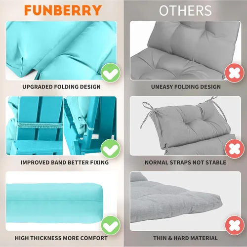 Miniatura 2 de FUNBERRY - Cojín para silla Adirondack, cojines gruesos y cómodos para mecedora, antideslizante, con protector contra decoloración, impermeable