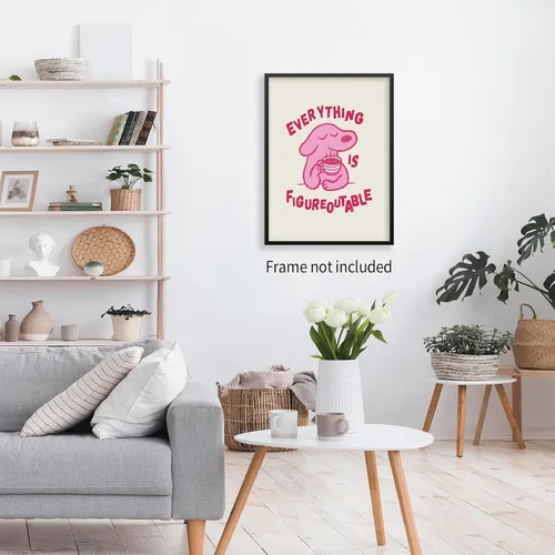 Miniatura 5 de Lmuwecno Arte de Pared con Citas de Afirmaciones Positivas de Perro Rosa Pósters Motivacionales de Animales Lindos Everything Is Figureoutable