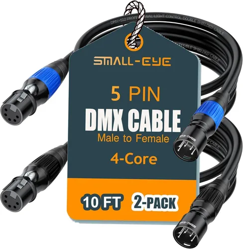 Miniatura 13 de SMALL-EYE Cable DMX de 5 pines de 10 pies, paquete de 4 cables macho a hembra de iluminación de escenario DMX512 (10 pies)
