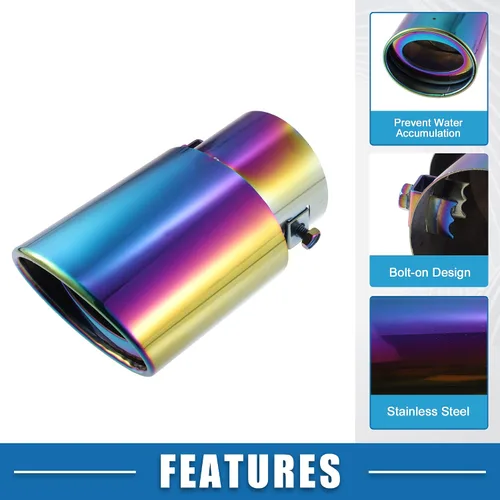 Miniatura 3 de Tubo de escape de automóvil con forma recta, diámetro aplicable de 2.44 pulgadas, tubo de escape universal, punta de silenciador, tubo de escape