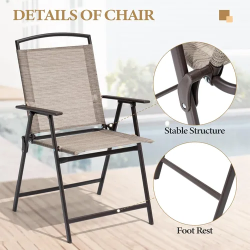 Miniatura 6 de Crestlive Products Juego de 6 sillas plegables para patio, sillas plegables para exteriores con marco duradero resistente al óxido