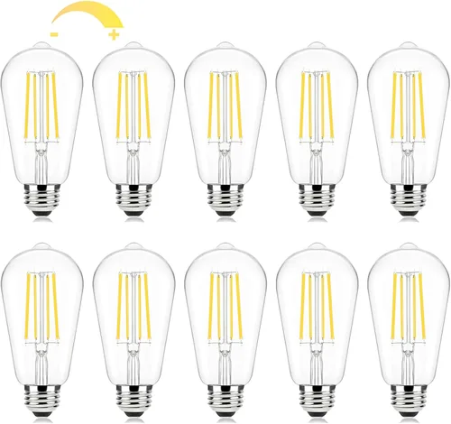 Miniatura 13 de Brightever Bombillas ámbar regulables equivalentes a 60 W, bombillas LED Edison vintage de 2200 K, 850 LM, 90+CRI, 7 W ST58 E26, bombilla LED