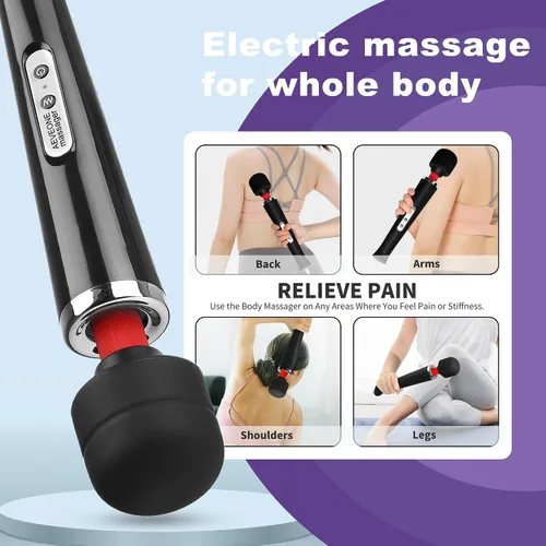 Miniatura 5 de AEVEONE Potente masajeador de varita portátil con cable, fuerte masaje de vibración personal para recuperación deportiva, dolores musculares de Negro