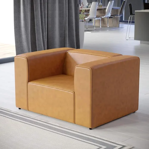Miniatura 19 de Modway Mingle Sofá seccional de cuero vegano Silla con brazo izquierdo en gris