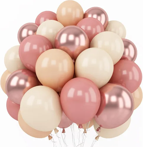Miniatura 11 de Set de globos azul polvo, 60 paquetes de 12 pulgadas de globos metálicos dorados cromados, azul macarrón, azul océano, blanco arena, confeti