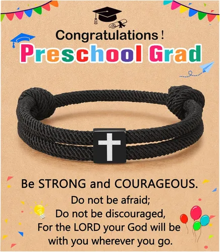 Miniatura 15 de UNGENT THEM Pulsera de cuerda trenzada con cruz para hombres y niños, Navidad, San Valentín, graduación, Pascua, regalos de bautismo cristiano