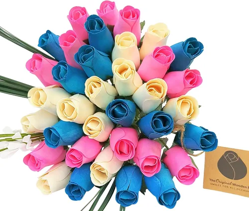 Miniatura 13 de Ramos originales de rosas de madera en 1, 2, o 3 docenas, Madera de abedul, 1 Docena