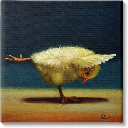 Miniatura 11 de Stupell Industries Lienzo decorativo para pared con diseño de pollitos de yoga y animales de granja, diseño de Lucia Heffernan, 17 x 17 pulgadas
